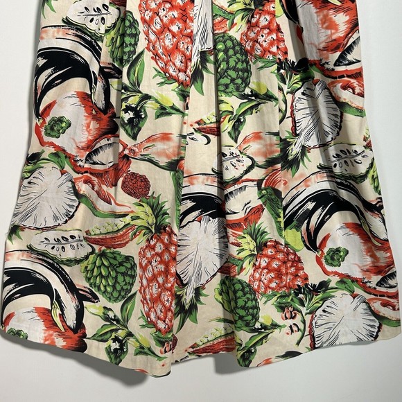 Eva Franco Mandy Dress Sz. 4 Pineapple Halter Cut Out Pleated Sleeveless Lined - Picture 11 of 16